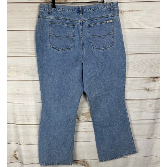 Vintage Zana Di Jeans Light Wash With Black Floral Detail Flare Jeans Size 22 - Picture 4 of 7